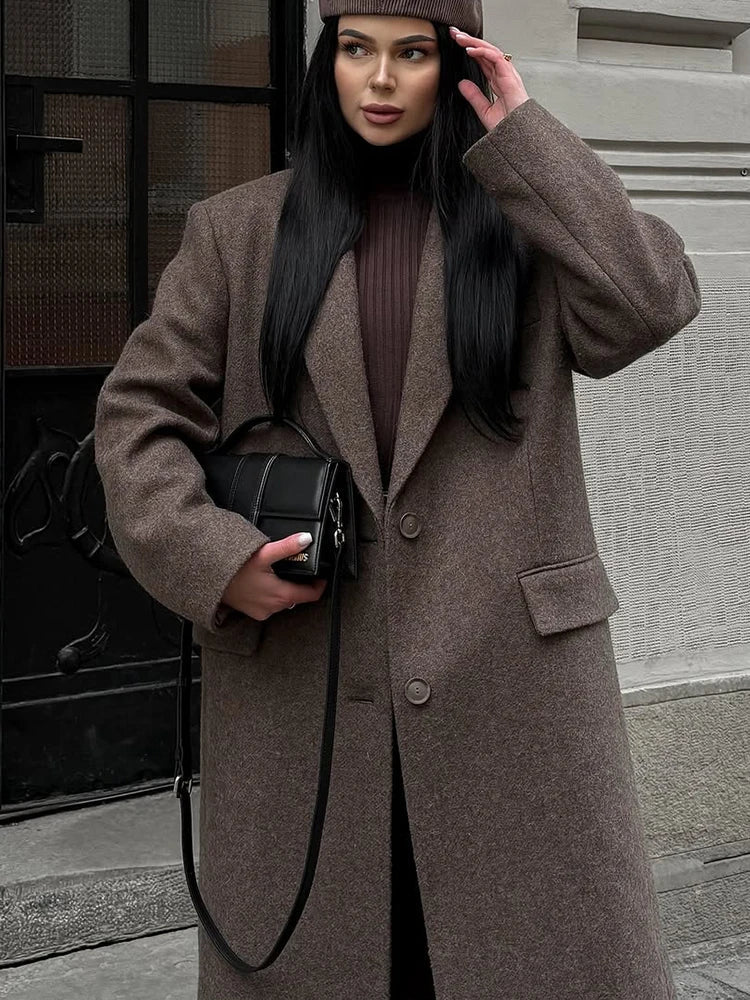 Brown Wool Shoulder Coat