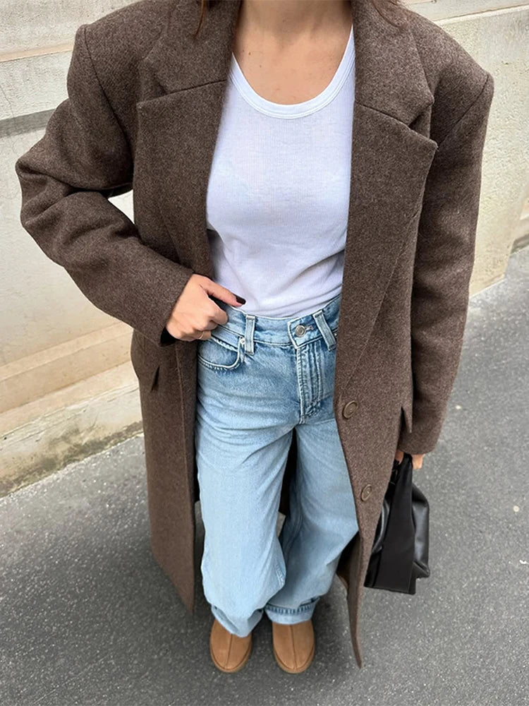 Brown Wool Shoulder Coat