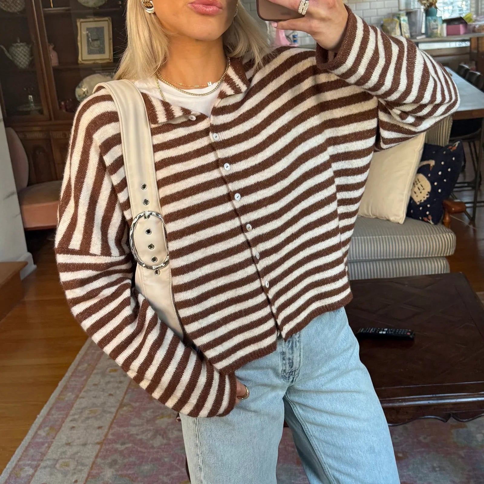 Freya Striped Knit Cardigan