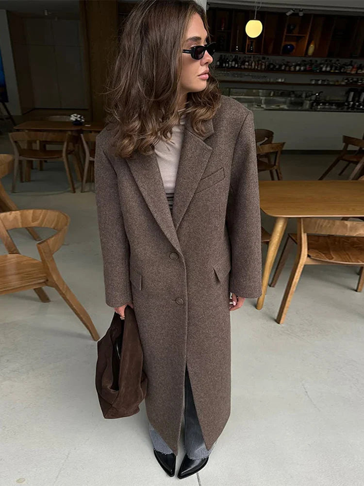 Brown Wool Shoulder Coat