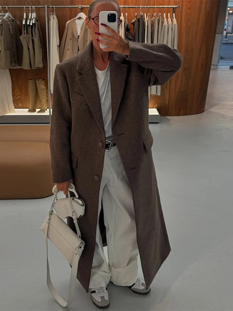 Brown Wool Shoulder Coat